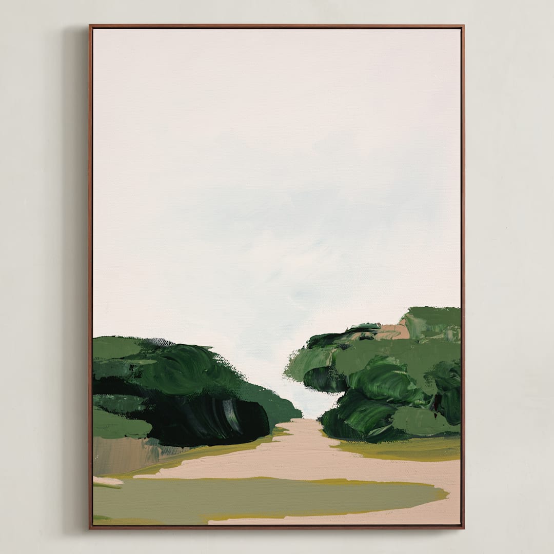 "California Oak Woodlands 1" - Art Print in Green by Caryn Owen - Framed Canvas