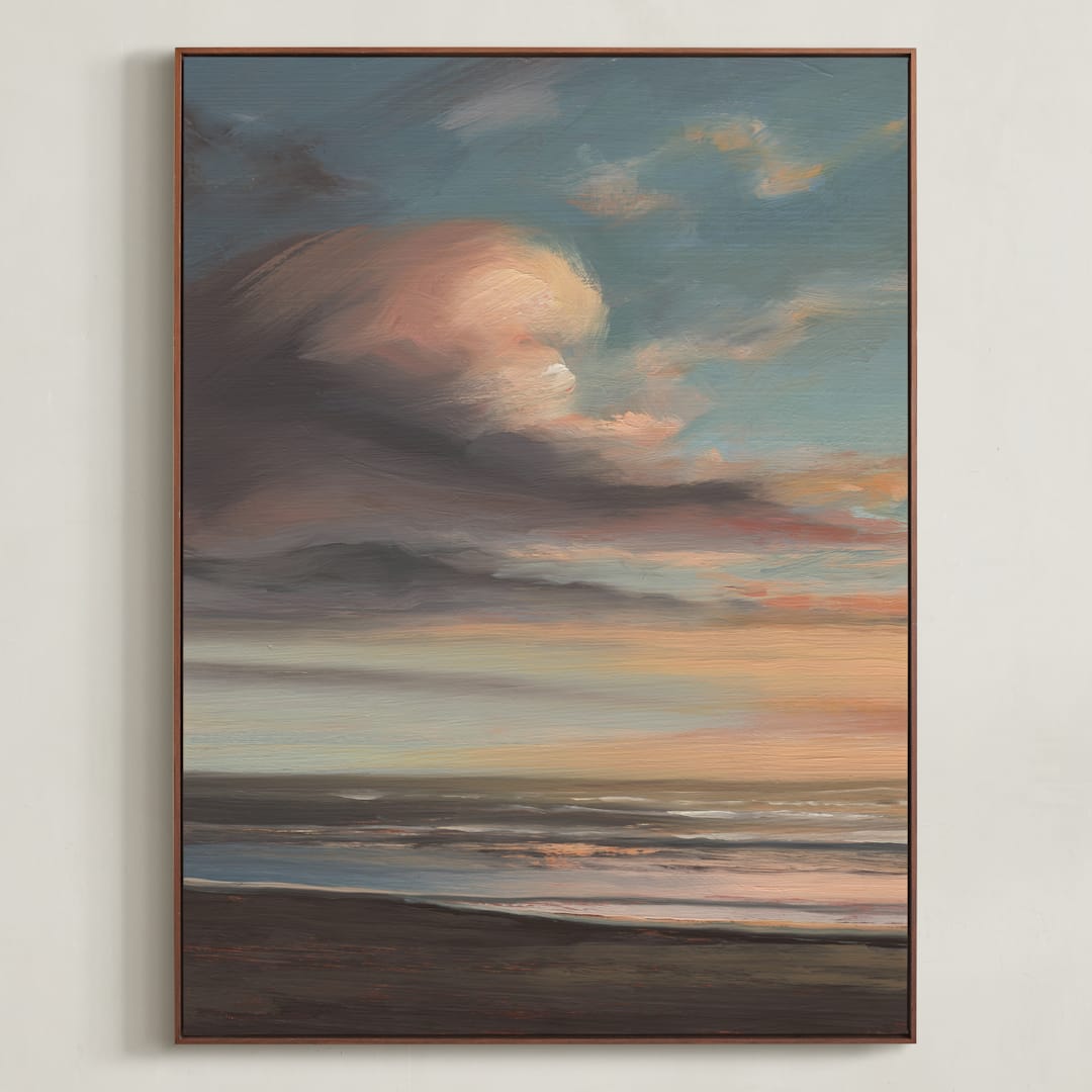 "Cape Lookout" - Art Print in Rose Gold by Khara Ledonne - Framed Canvas