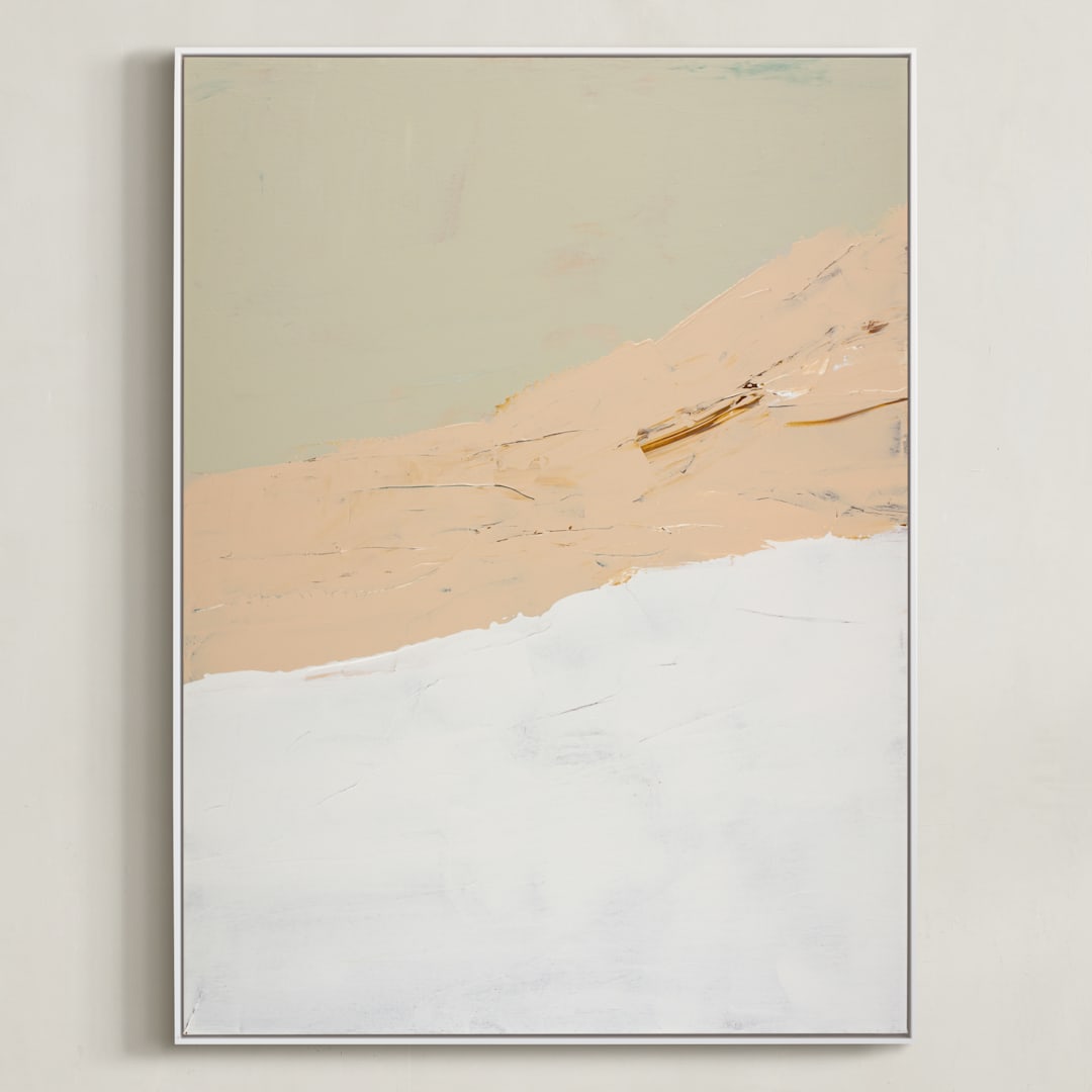 "Muted Abstract Diptych II" - Art Print in peach by Caryn Owen - Framed Canvas