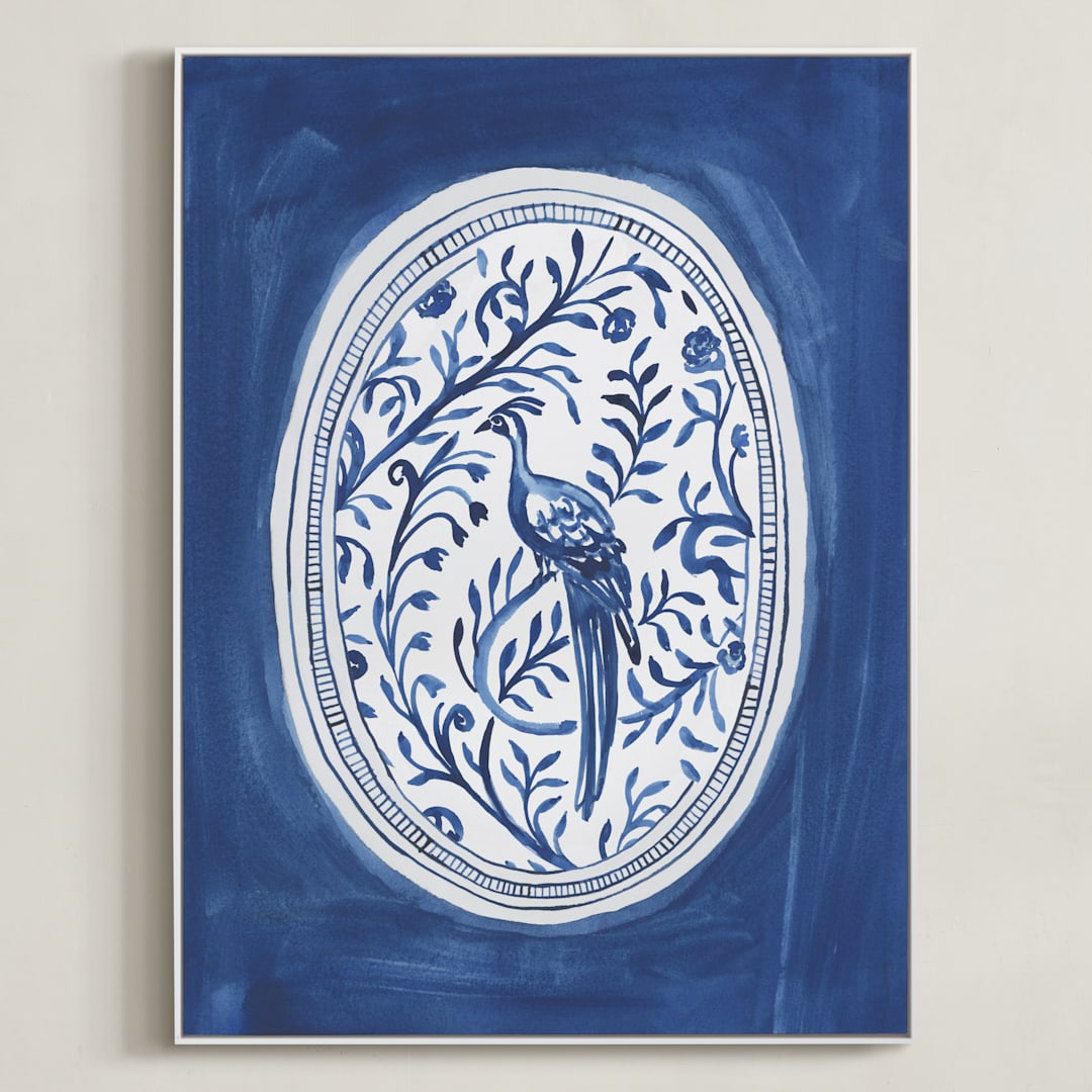 "Chinoiserie Tableware 2" - Art Print in Ink by Teju Reval - Framed Canvas