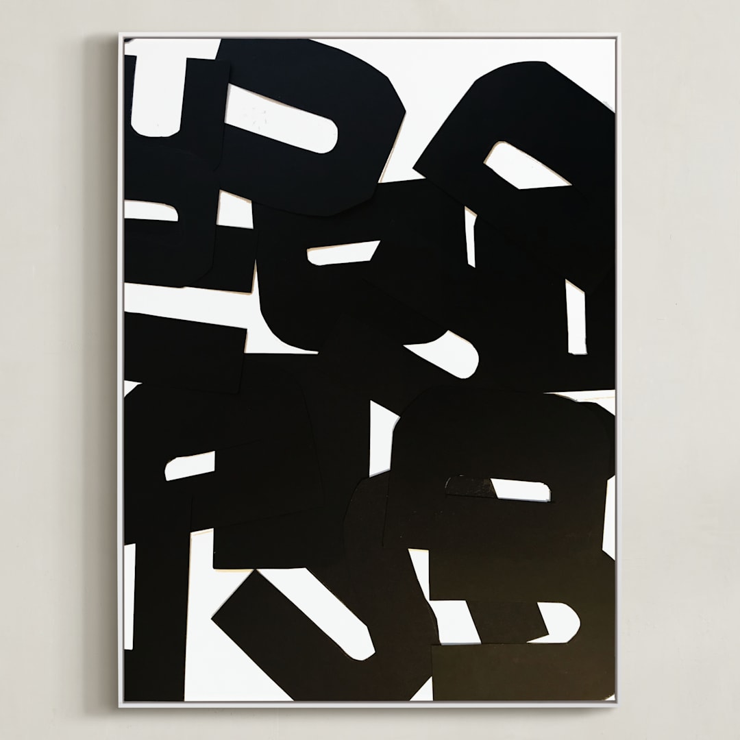 "The Domino Effect No.II" - Art Print in Charcoal Black by Deborah Velasquez - Framed Canvas