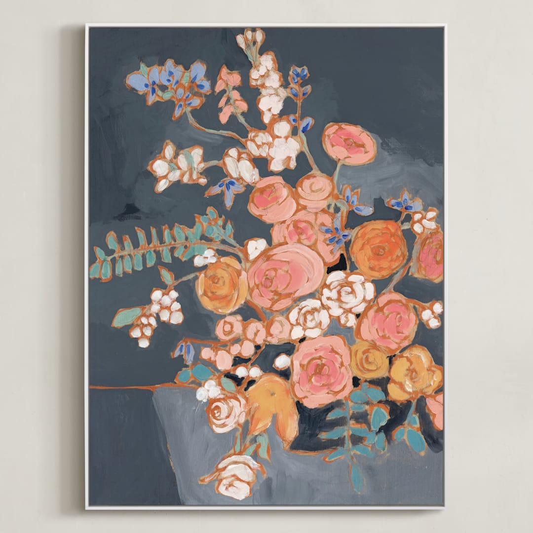 "Sitting Pretty I" - Art Print in Grey by Jennifer Allevato - Framed Canvas