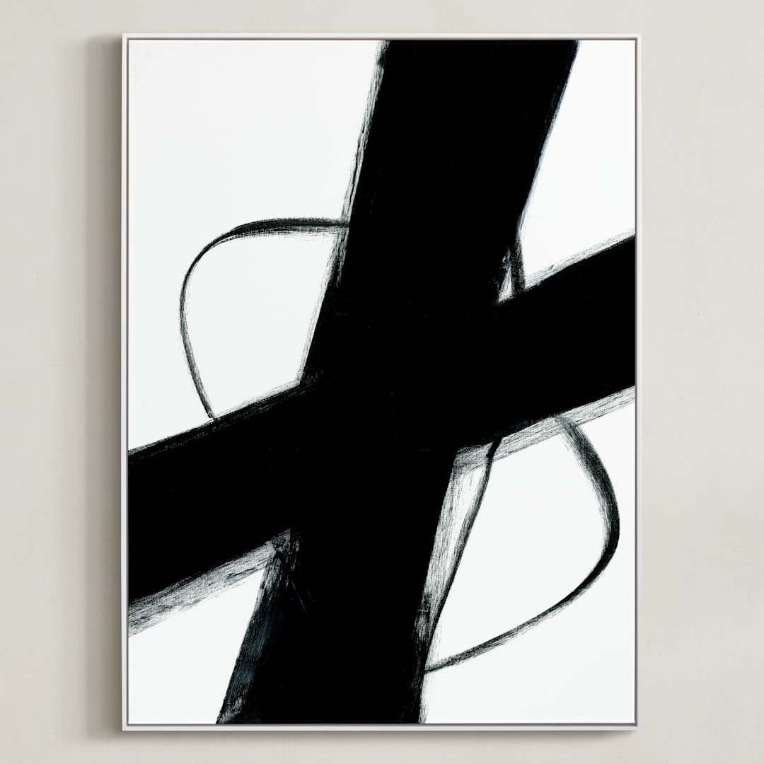 "Beside Myself" - Art Print in black and white by Ilana Greenberg - Framed Canvas
