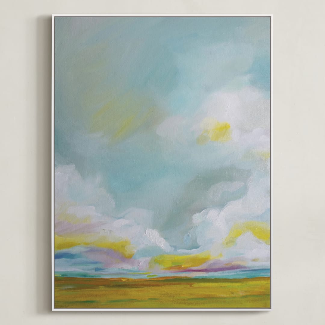 "Summering Forever" - Art Print in Golden Yellow by Emily Jeffords - Framed Canvas