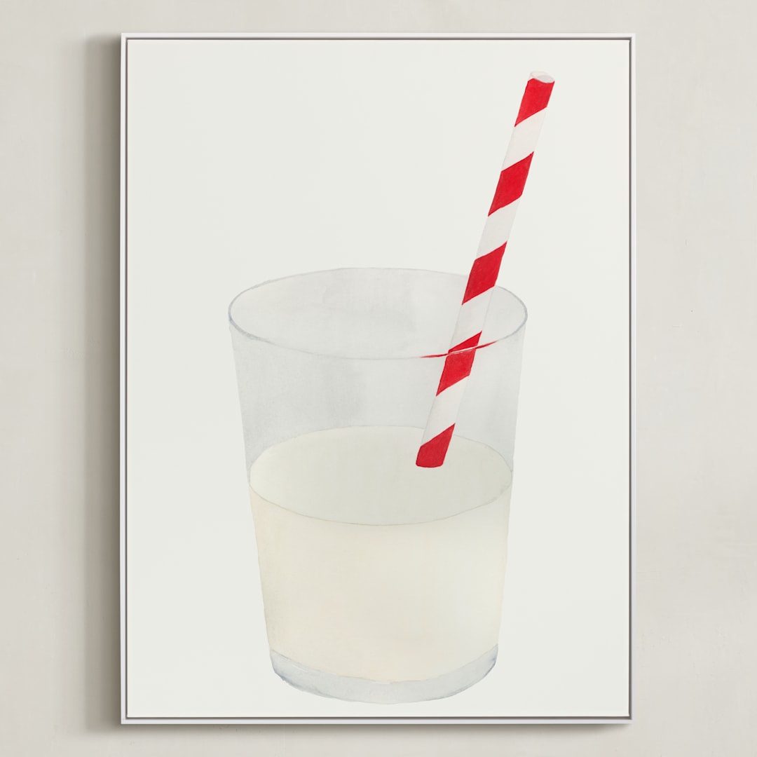 "Whole Milk" - Art Print in Warm Grey by Monica Loos - Framed Canvas