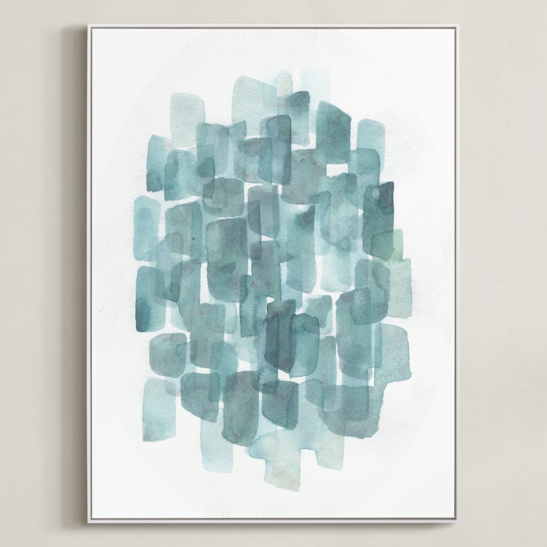 "Steely Blues" - Art Print in Steel Blue by Tennyson Tippy - Framed Canvas