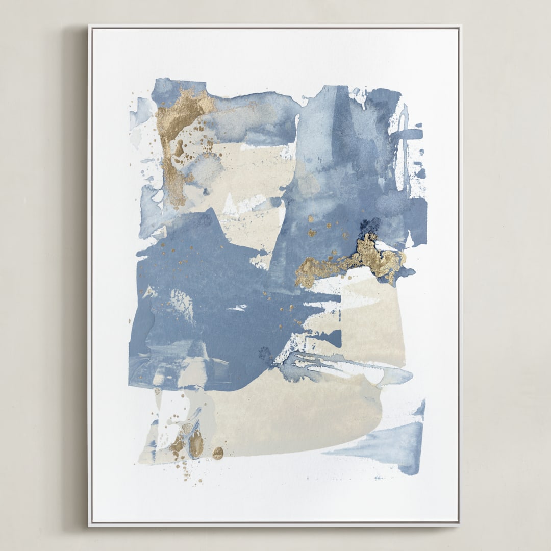 "On the Rocks No. 2" - Art Print in Wedgewood Blue by Julia Contacessi - Framed Canvas