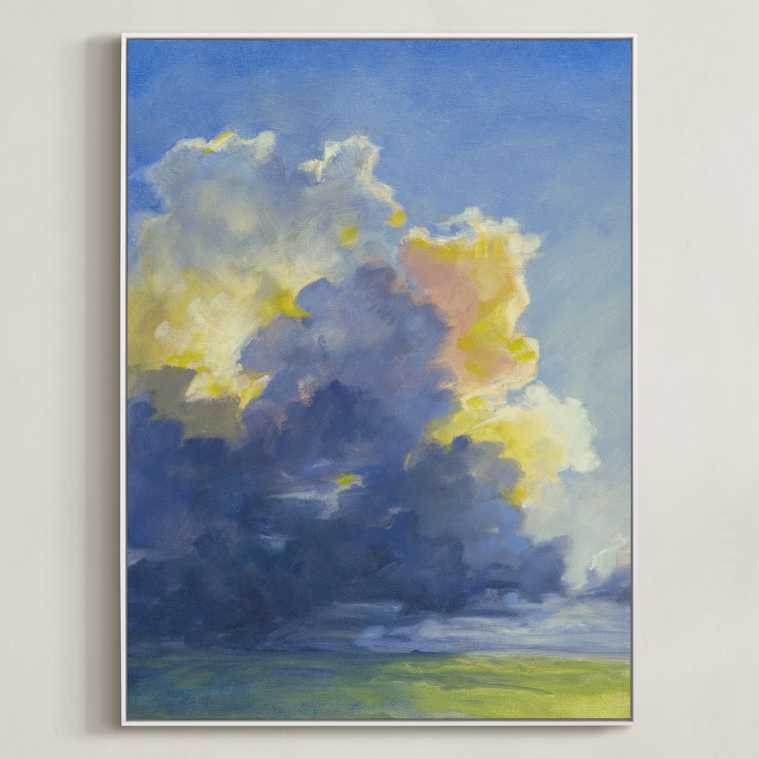 "A Better Day" - Art Print in Thunder Blue by Stephanie Goos Johnson - Framed Canvas