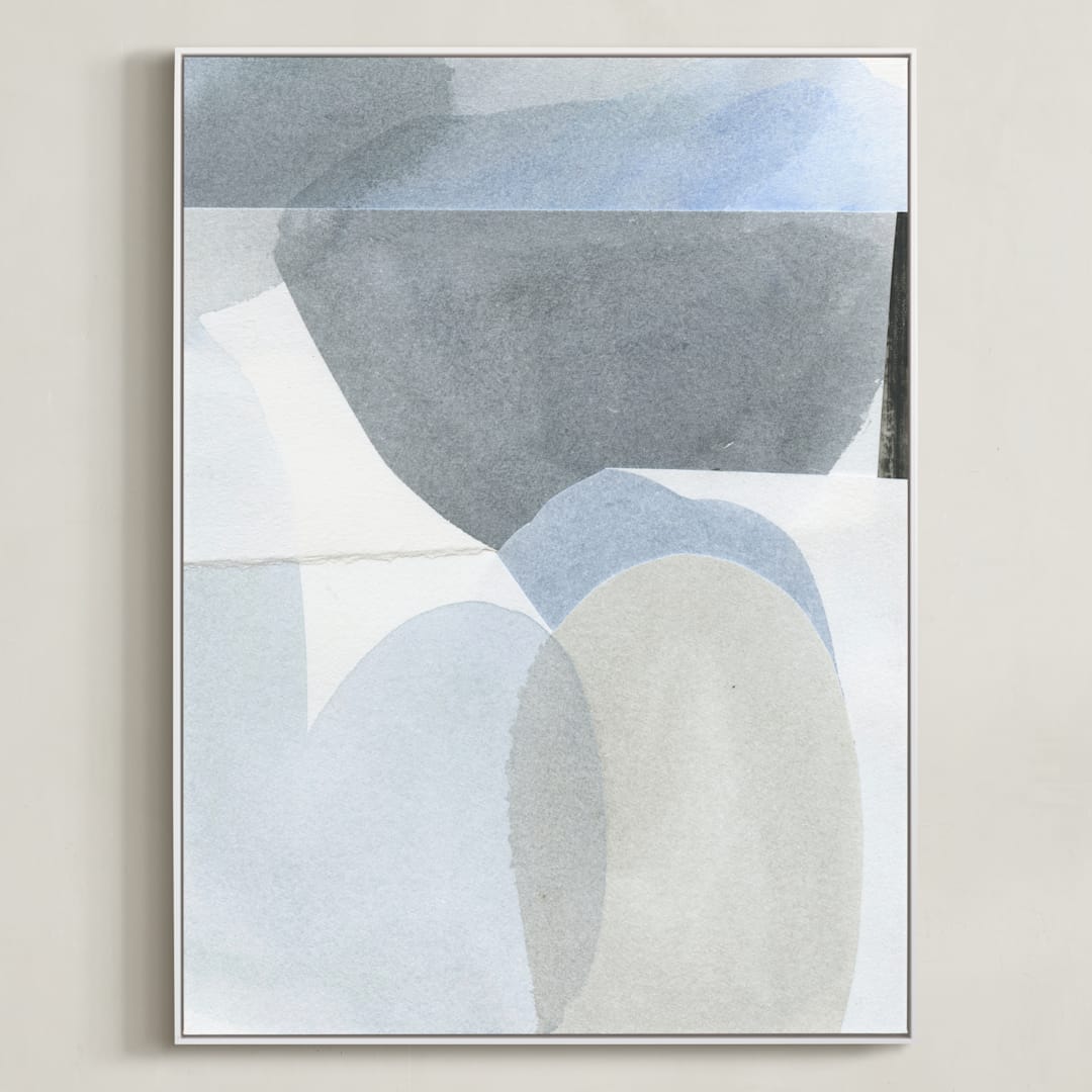 "Construct 3" - Art Print in Soft Blues by Ashleigh Ninos - Framed Canvas