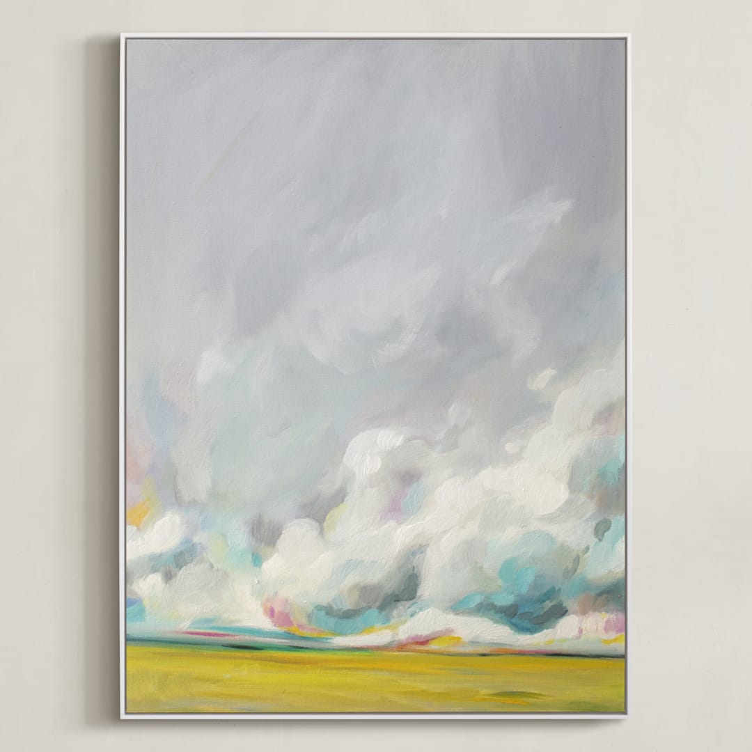 "Mid-summertime" - Art Print in Golden Yellow by Emily Jeffords - Framed Canvas