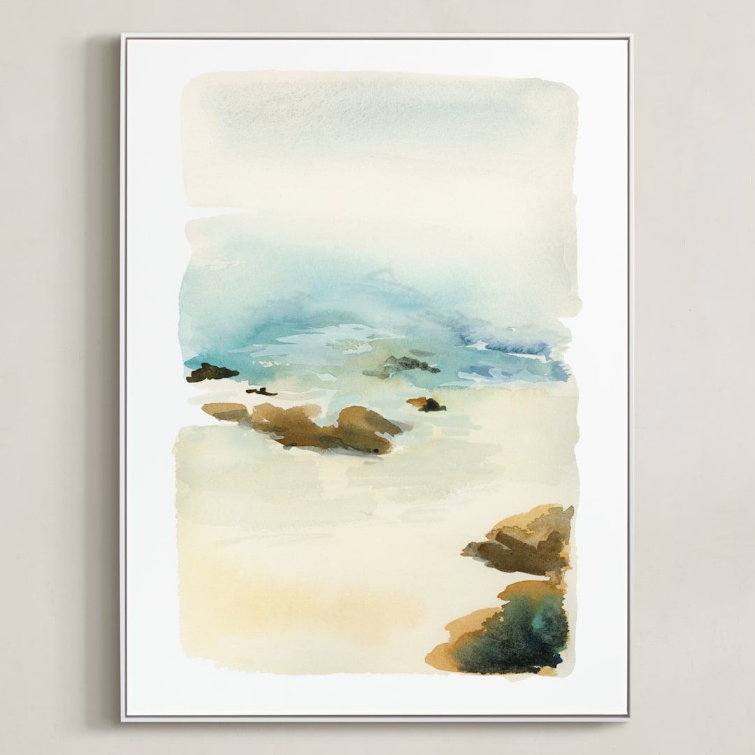 "Beach" - Art Print in Sea by Yao Cheng Design - Framed Canvas