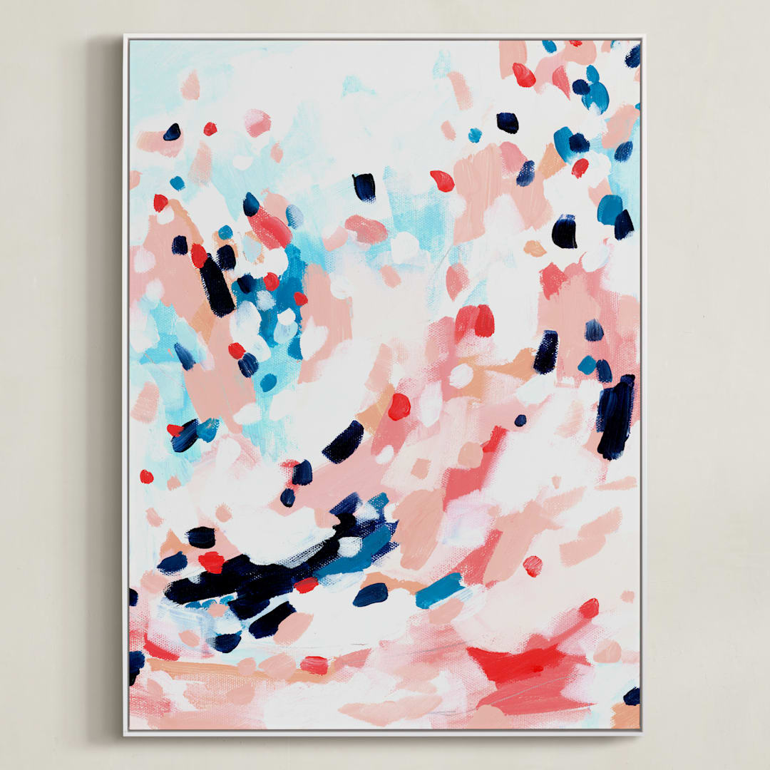 "Grapefruity Too" - Art Print in Coral by Katie Craig - Framed Canvas