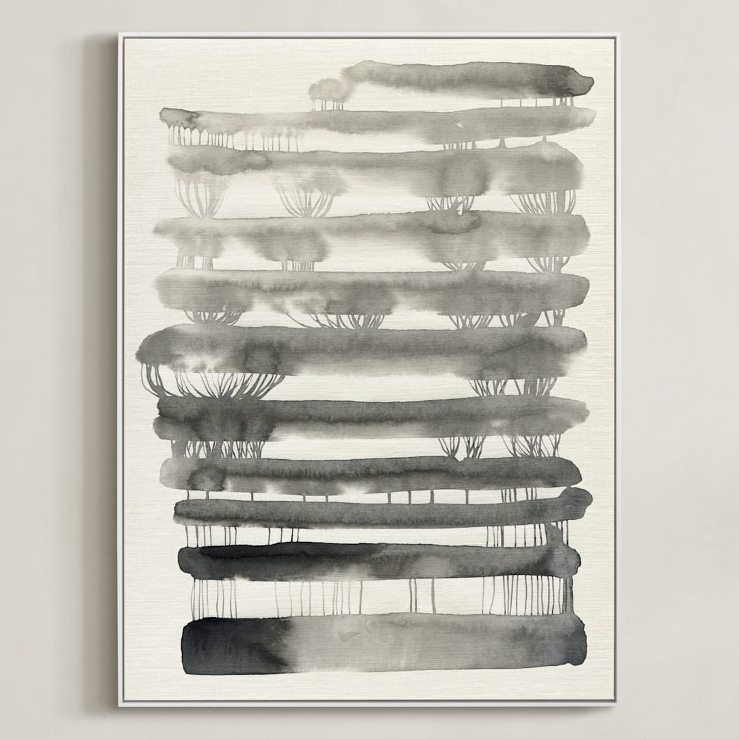 "Abstract Watercolor 90" - Art Print in Black by Ekaterina Romanova - Framed Canvas