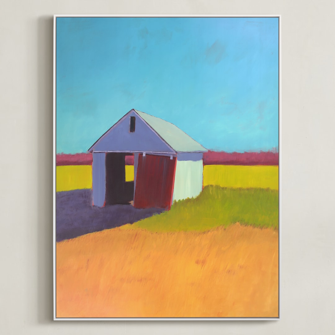 "Pumpkin Shed" - Art Print in Orange Gold by Carol C. Young - Framed Canvas