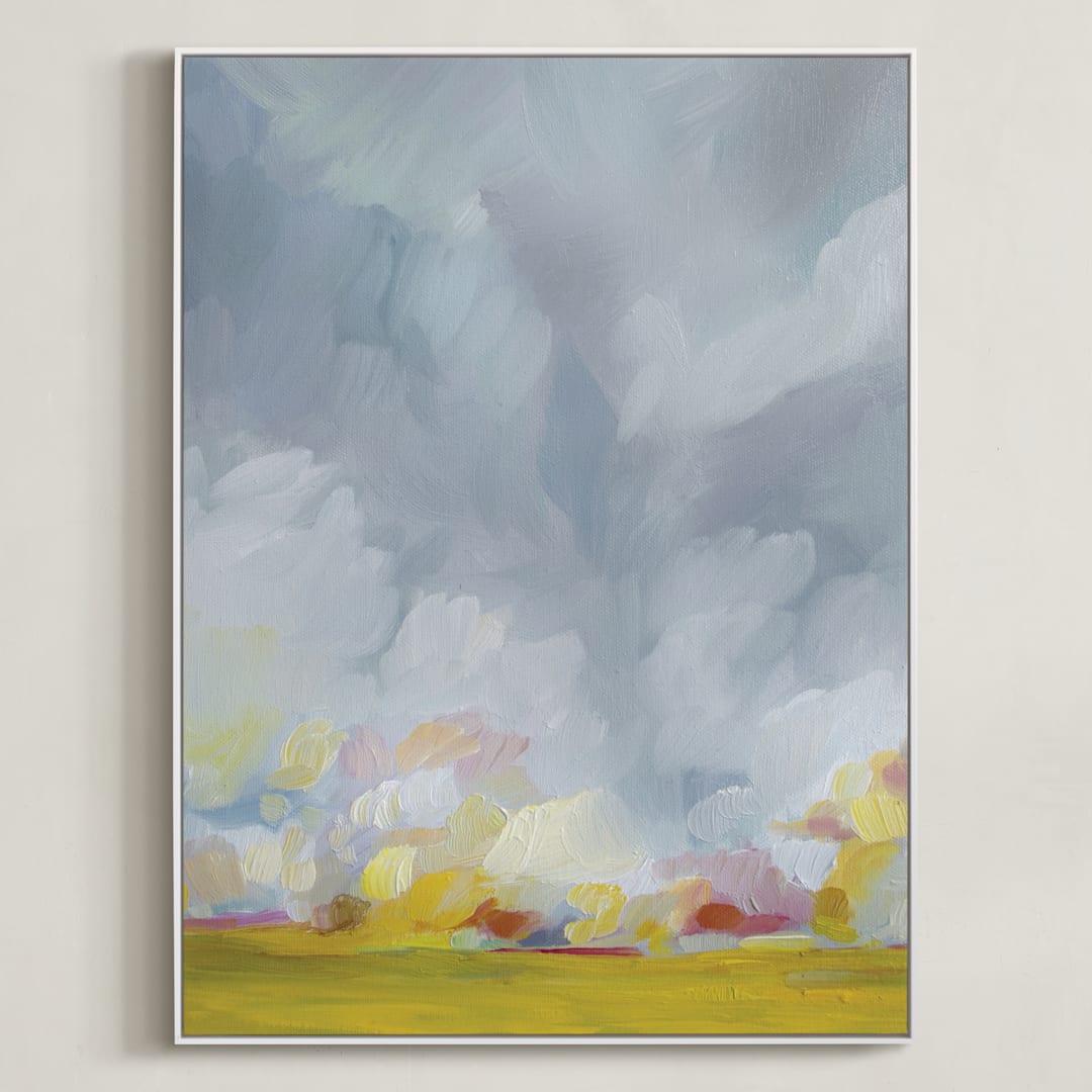 "Grace in the Winds" - Art Print in Gray by Emily Jeffords - Framed Canvas