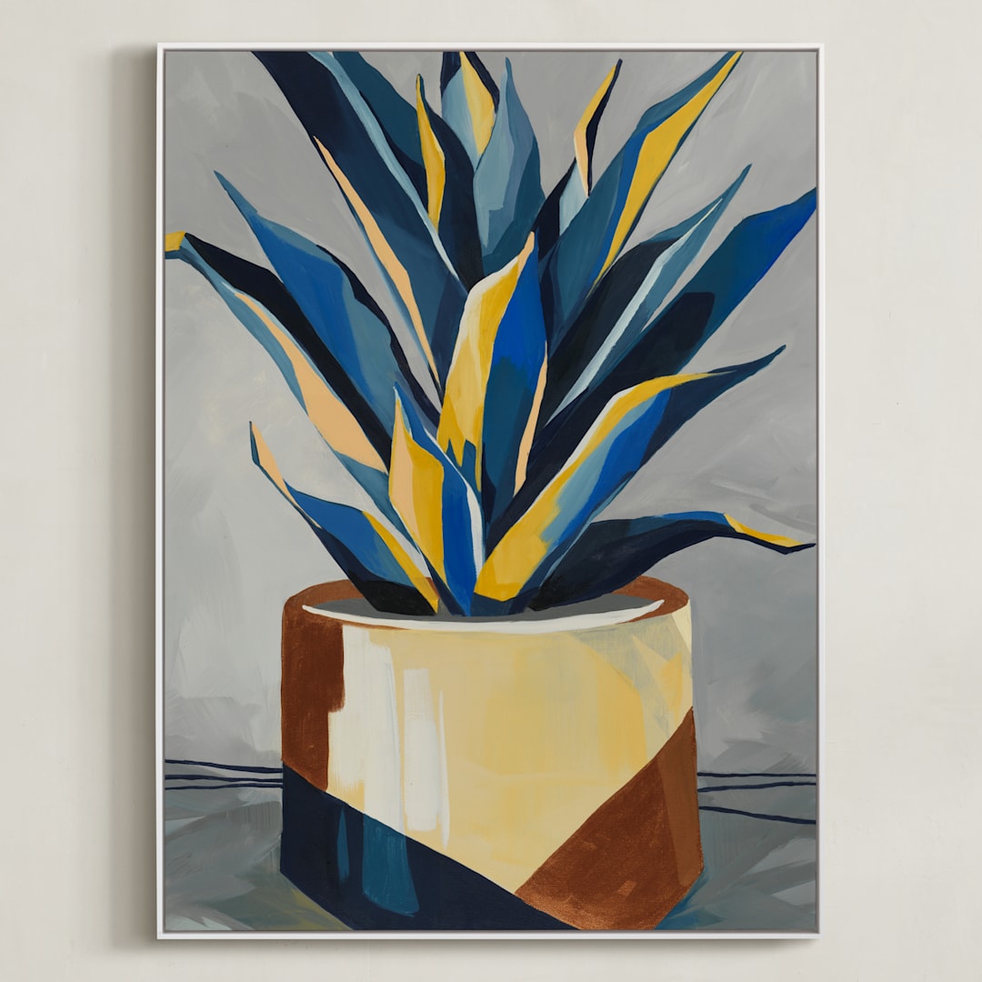 "Get To The Point" - Art Print in Southwest Blue by Marla Beyer - Framed Canvas