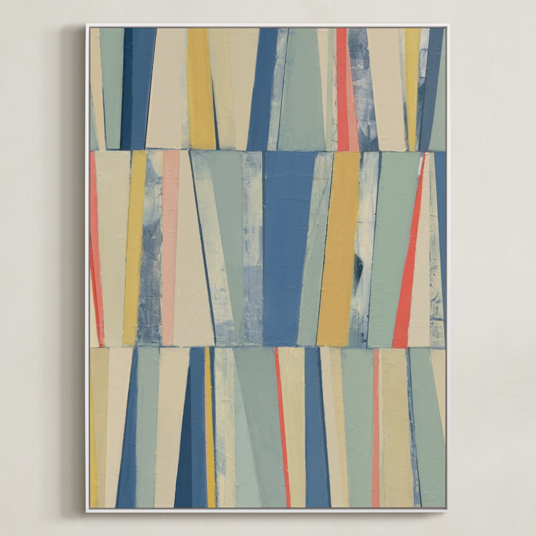 "Non Stop Fun" - Art Print in Lagoon by Pippin Schupbach - Framed Canvas