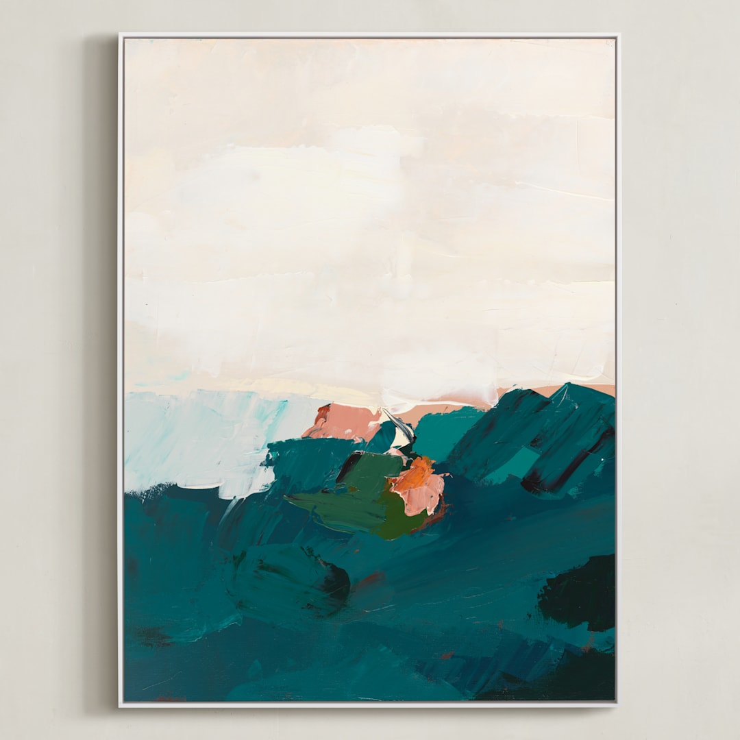 "Coastal Swell" - Art Print in White by Caryn Owen - Framed Canvas