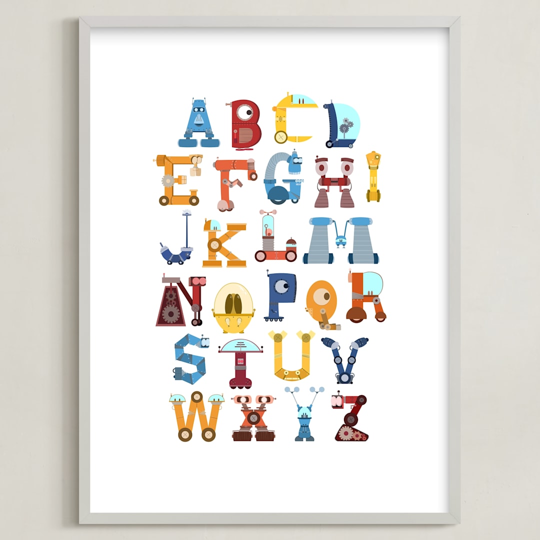 "Robot Alphabet" - Art Print in Primary by Joseph Apel - Framed
