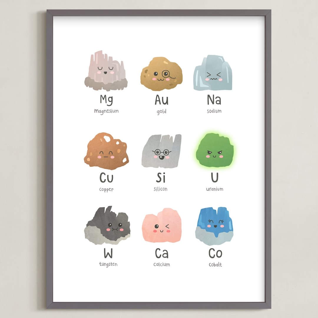 "Kawaii Elements" - Art Print in Brights by McKenna Sato - Framed