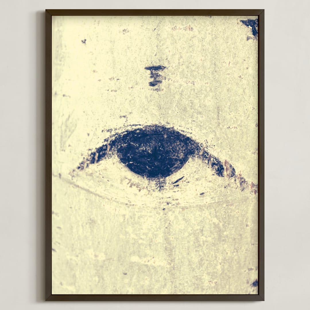 "Melancholy Gaze" - Art Print in sunlight white by Design Lotus - Framed