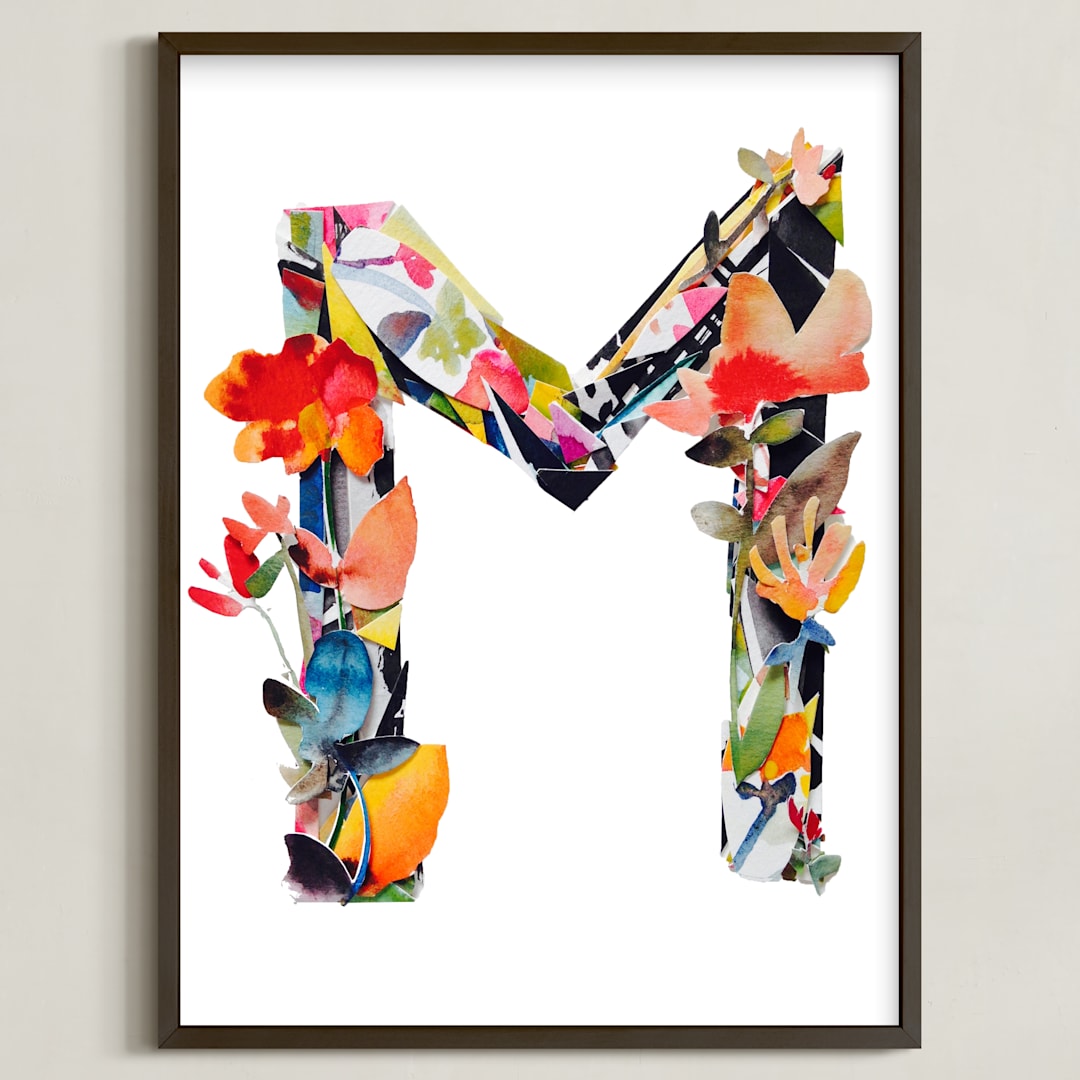 "Collage Letter M" - Art Print in Vermillion by Kiana Lee - Framed