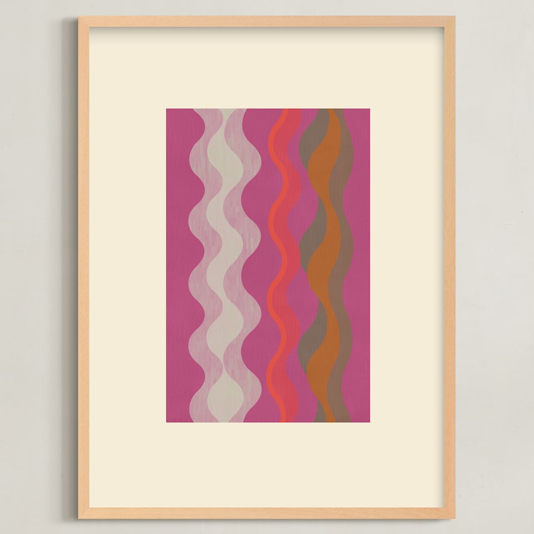 "Vibrant Waves" - Art Print in Magenta by Baumbirdy - Framed