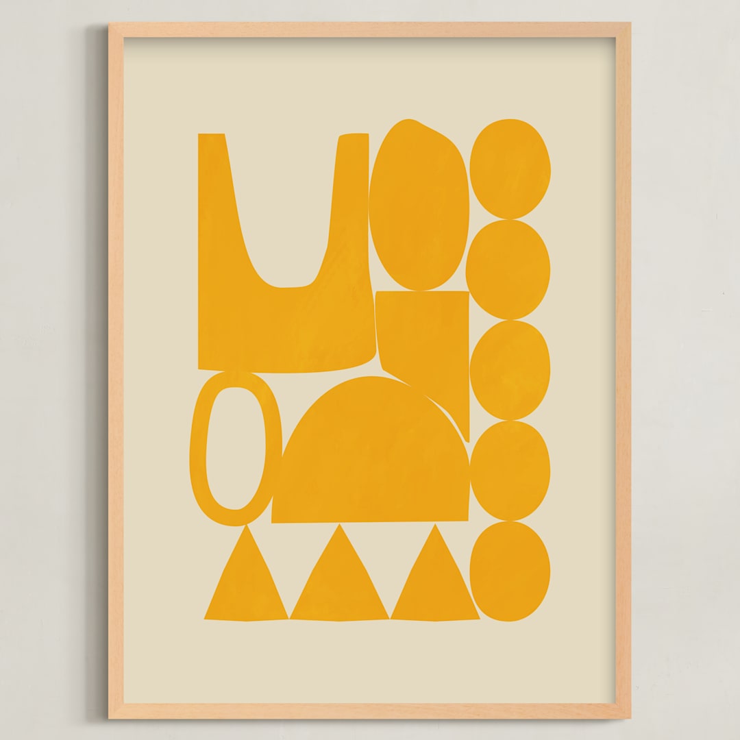 "Happy Place" - Art Print in Marigold by Beth Vassalo - Framed