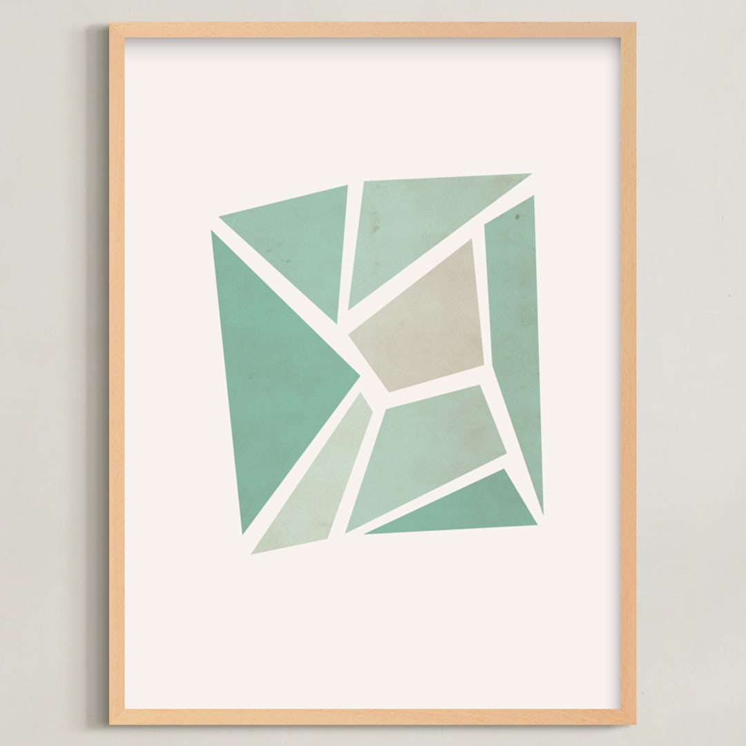 "Shattered Series Square" - Art Print in Turqoise muted by Jennifer Morehead - Framed