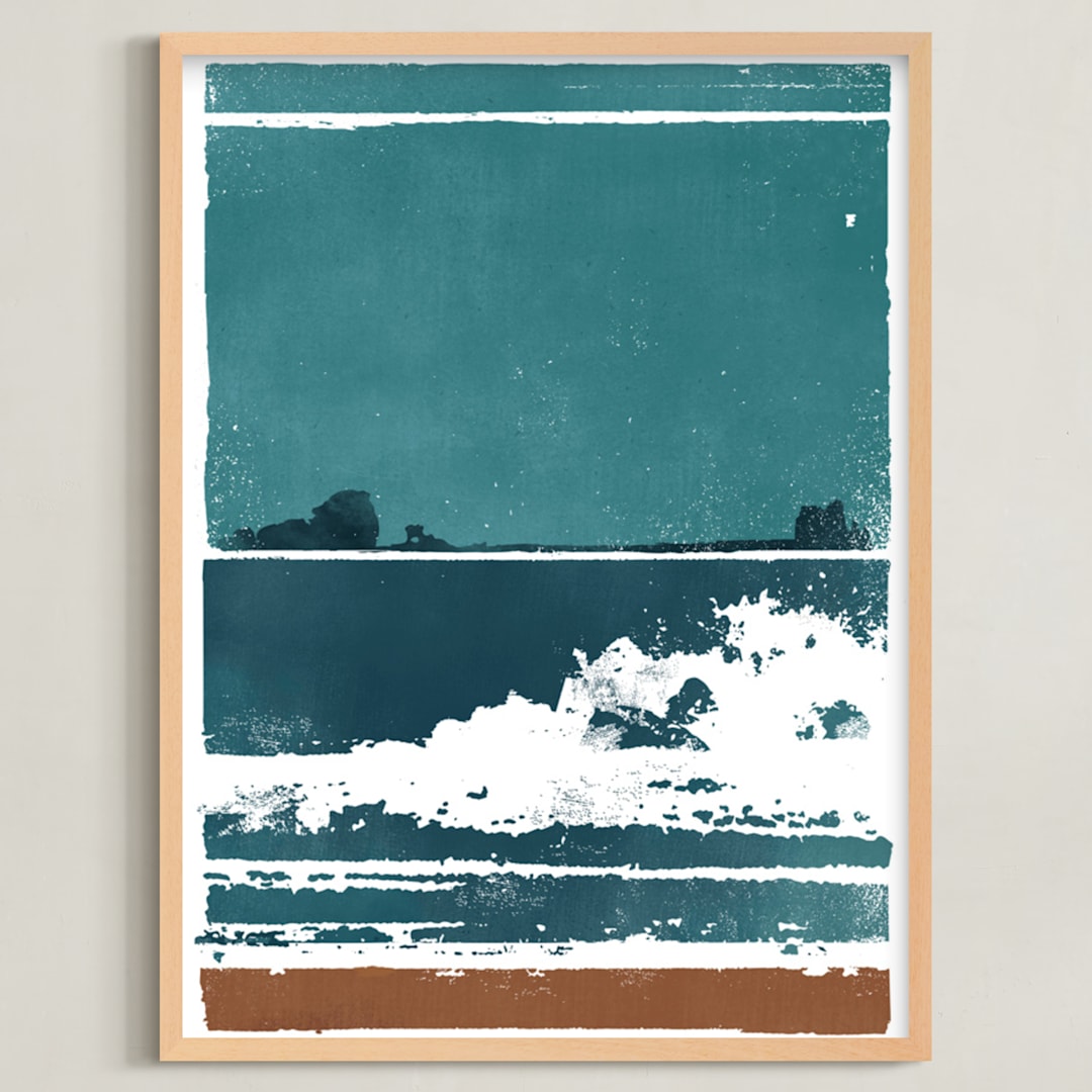 "Screen Print Beach" - Art Print in Ocean by Heather Francisco - Framed