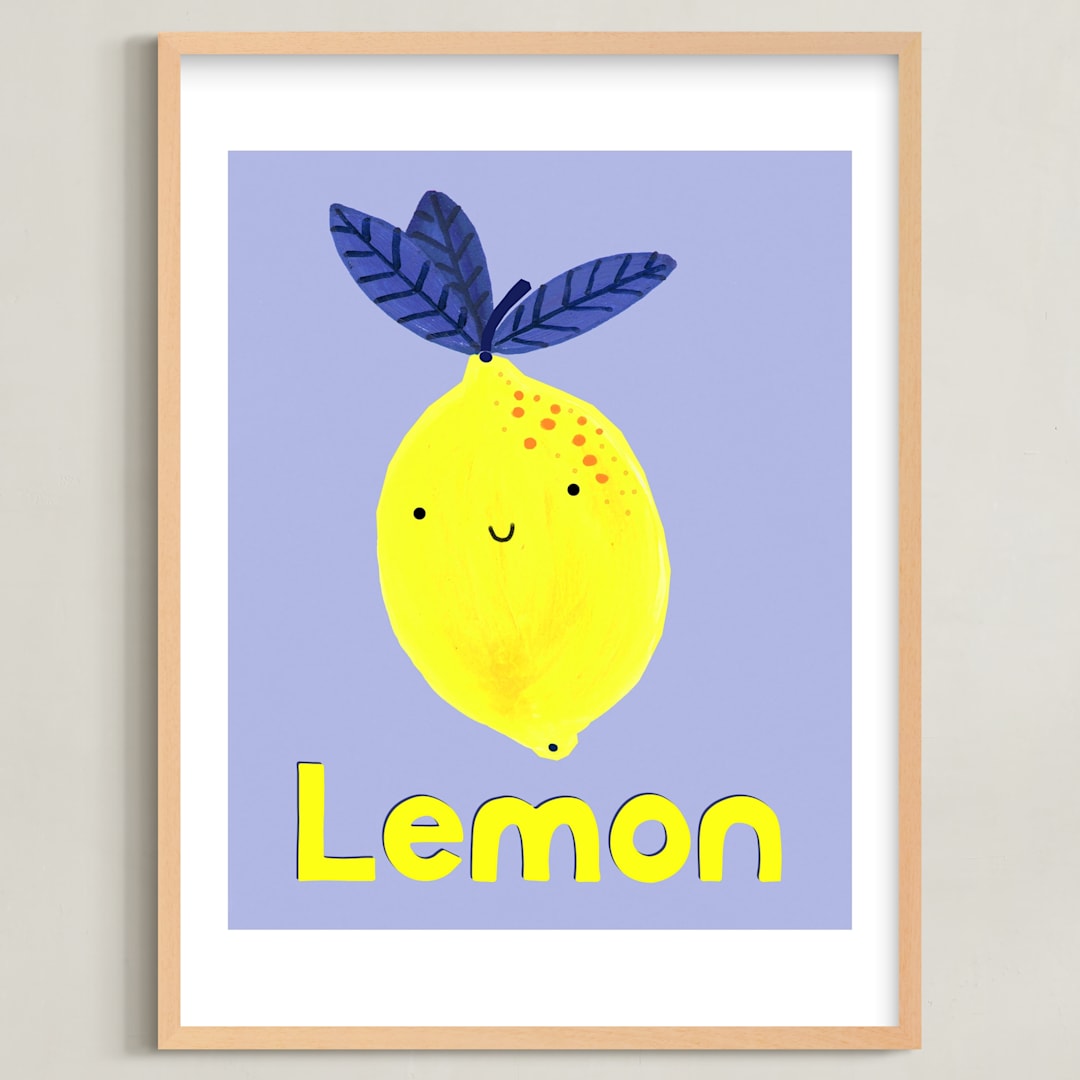 "My Fruity Family I" - Art Print in Light Purple by Marta Crea - Framed