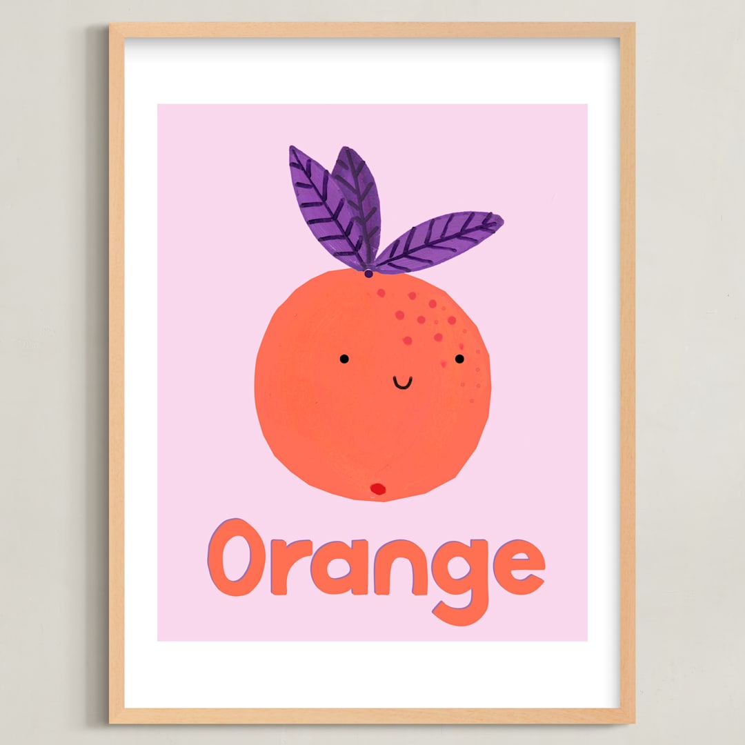 "My Fruity Family II" - Art Print in Light Pink by Marta Crea - Framed