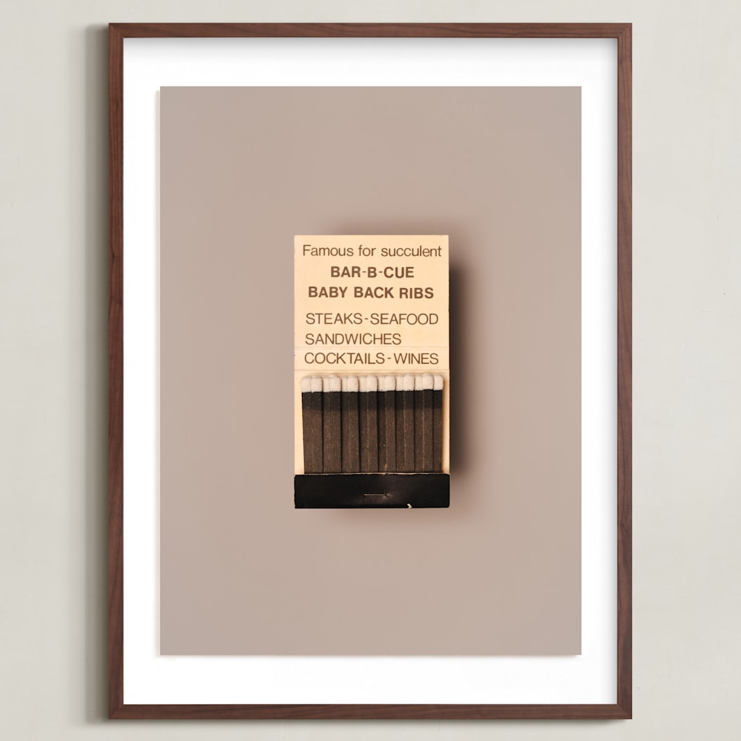 "Famous Food Black" - Art Print in Barbeque Black by Andrew McClintock - Framed