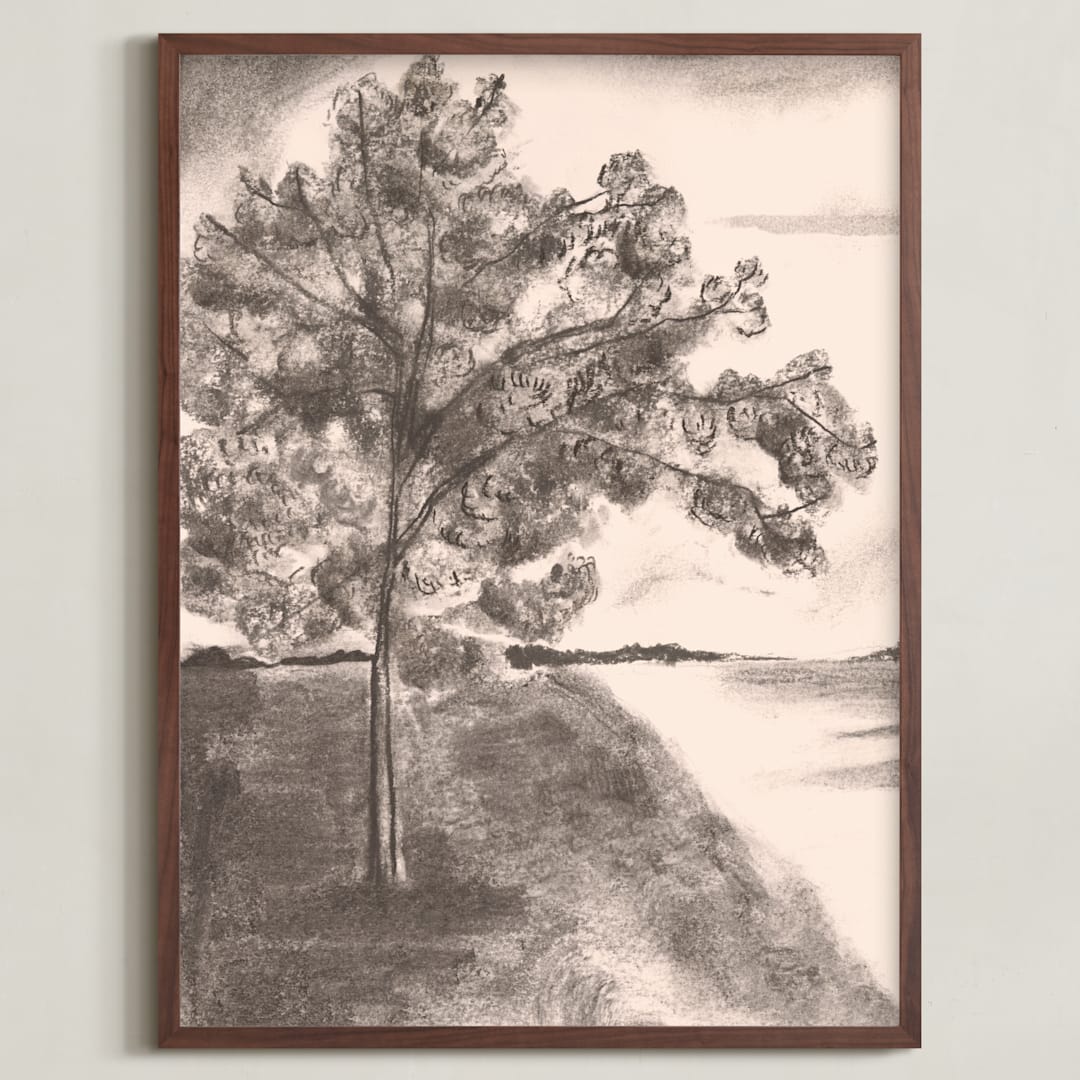 "Countryside I" - Art Print in Rose by Teju Reval - Framed