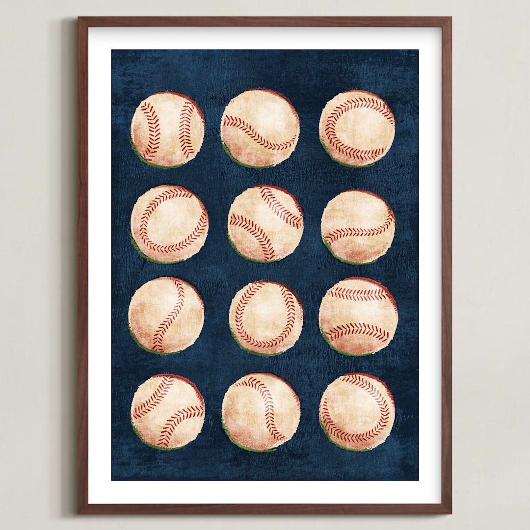 "Dinger 1 Spin Cycle" - Art Print in Navy by Kamala Nahas - Framed