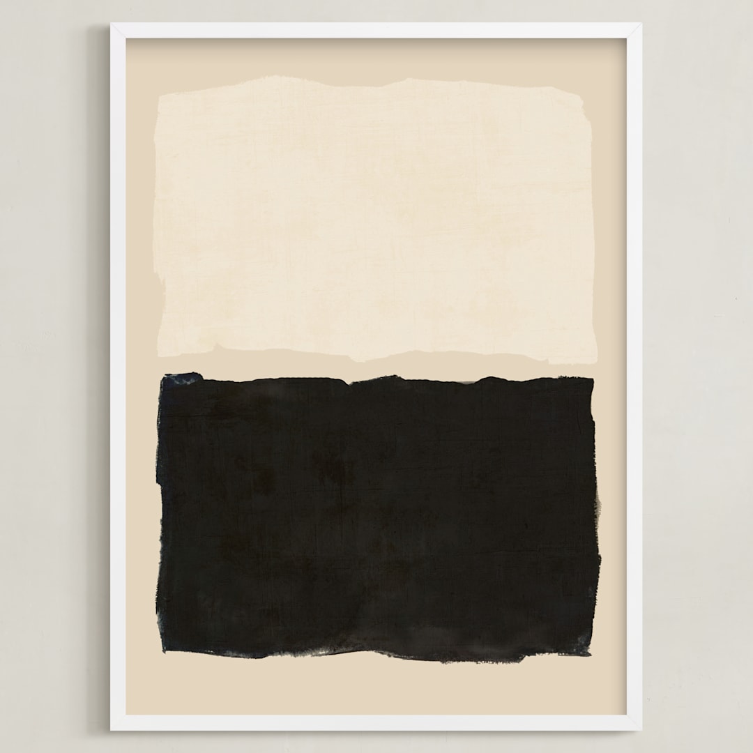 "Good Morning. Good Night." - Art Print in Tan by Dawn Smith - Framed