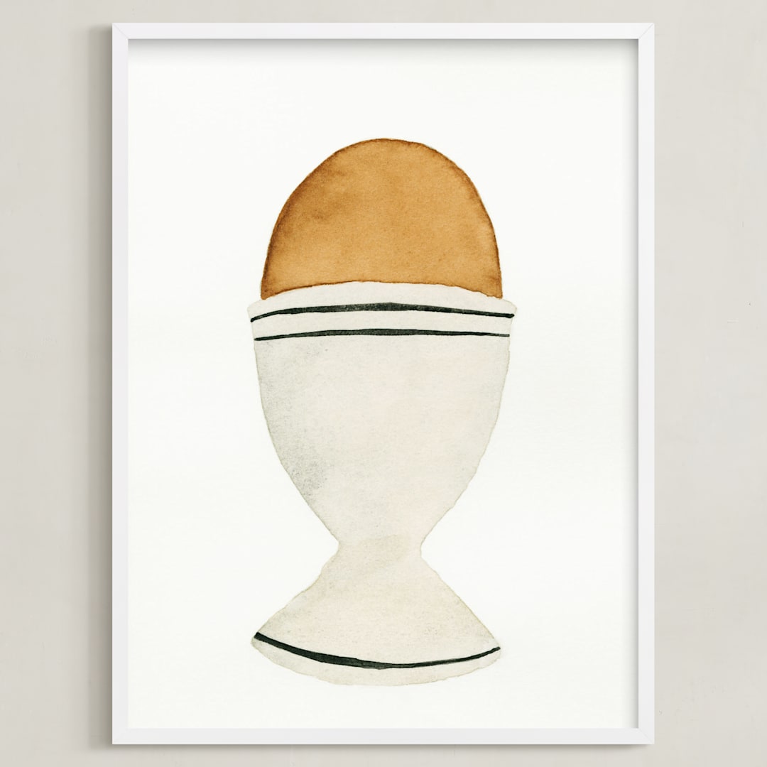 "The Humble Egg" - Art Print in porcelain gray by Monica Loos - Framed