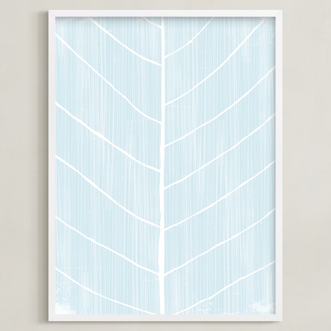 "Leaf Study" - Art Print in Sky by Kristie Kern - Framed