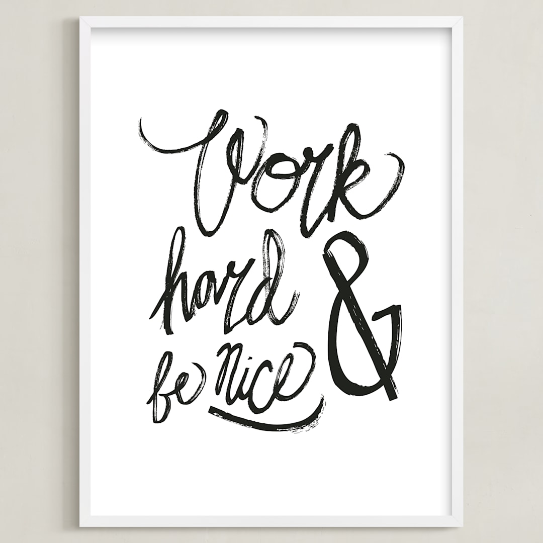 "Nice Work" - Art Print in White by Heather Francisco - Framed