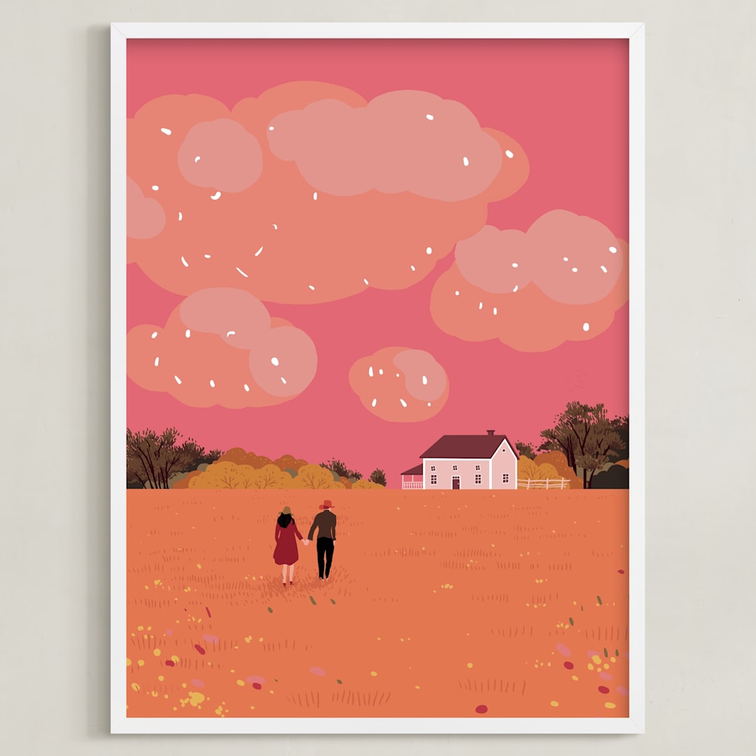 "let's grow old together" - Art Print in Bubblegum by Yuke Li - Framed