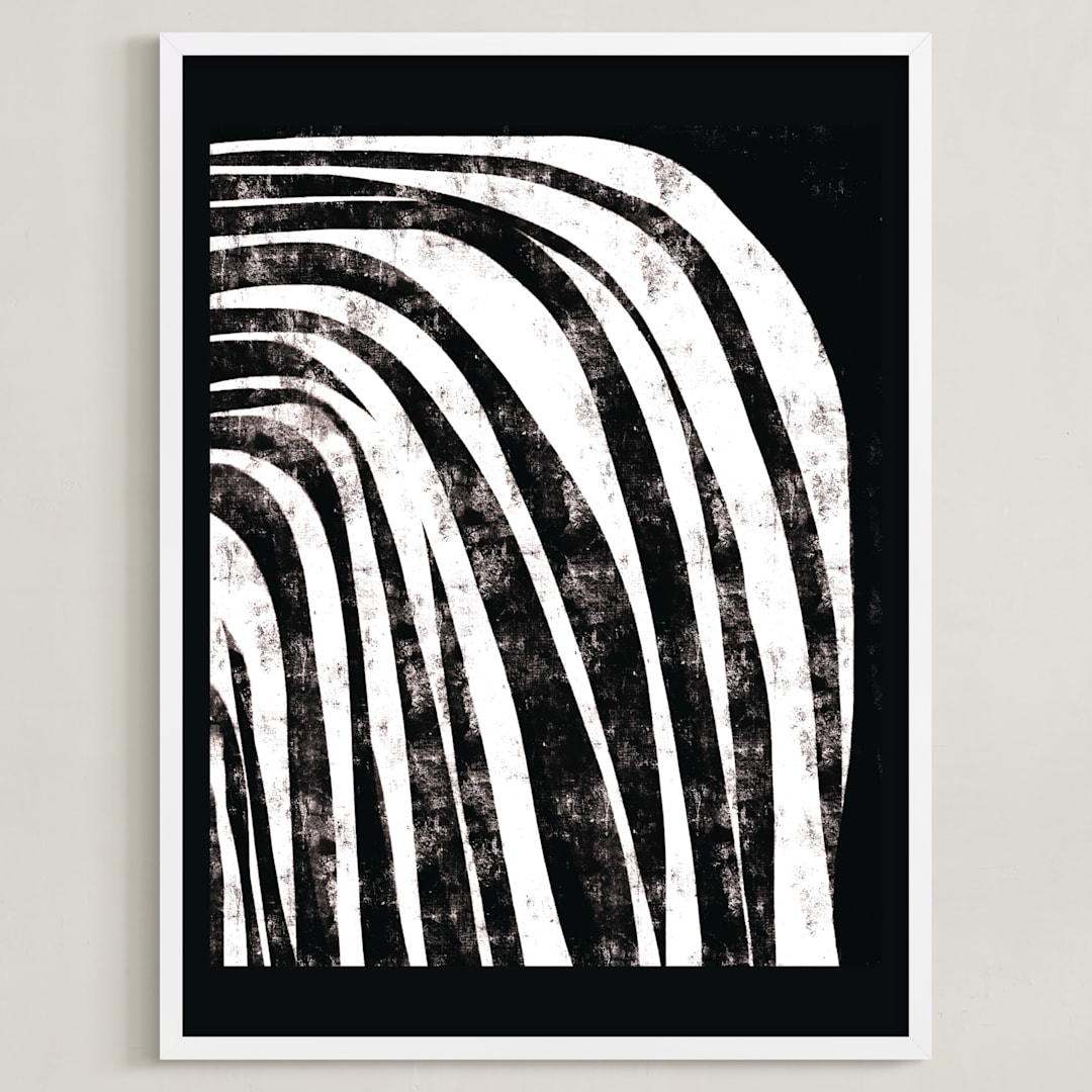 "Waterfall" - Art Print in Charcoal by Leanne Friedberg - Framed