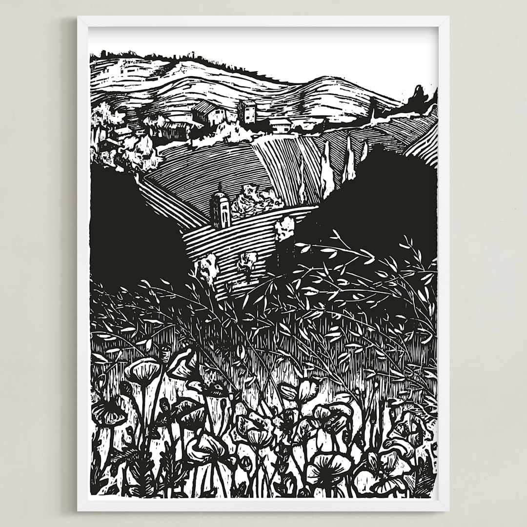 "La Torre" - Art Print in Noir by Liz Conley - Framed