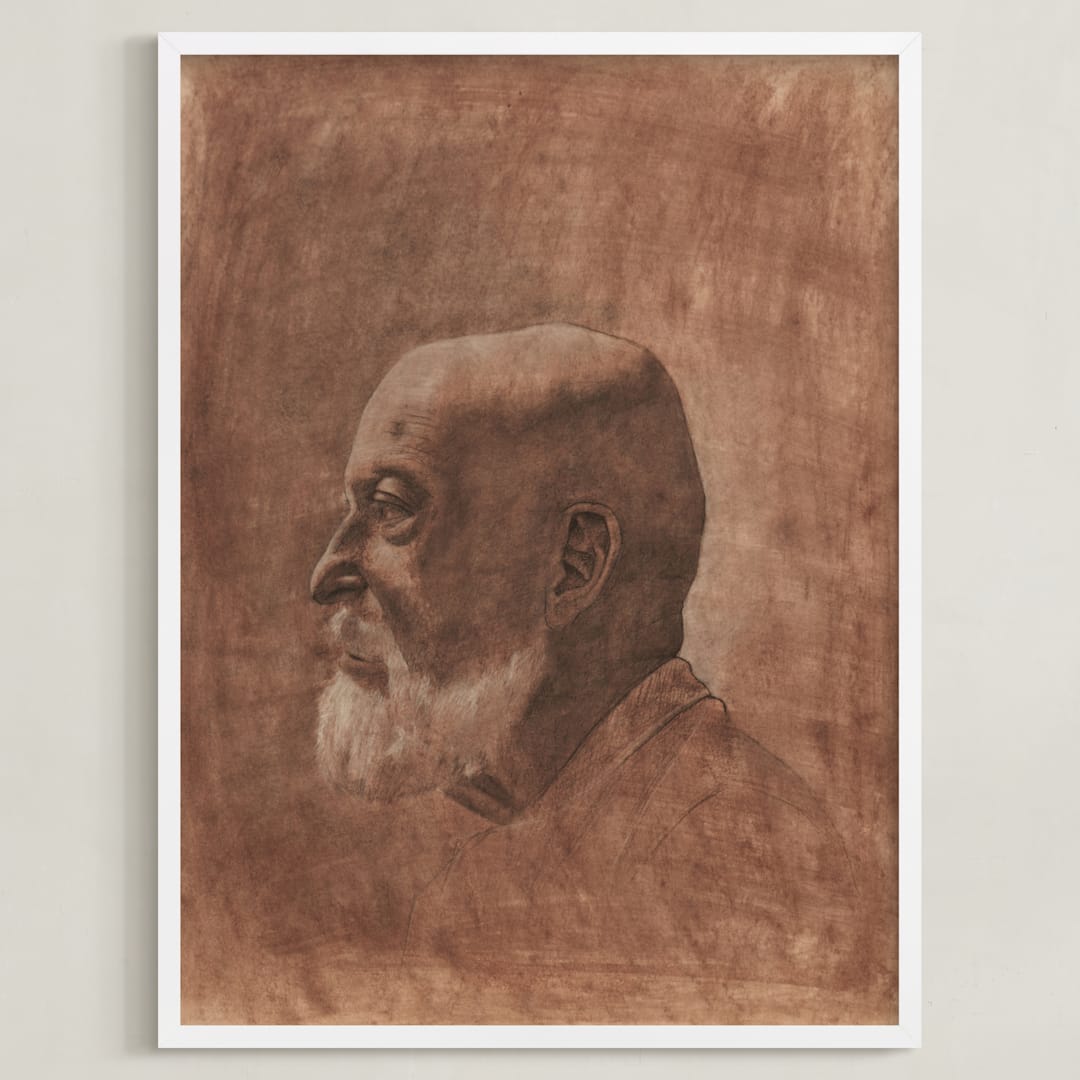 "Human One: Anton" - Art Print in Dark Coral by Colin Stuart - Framed
