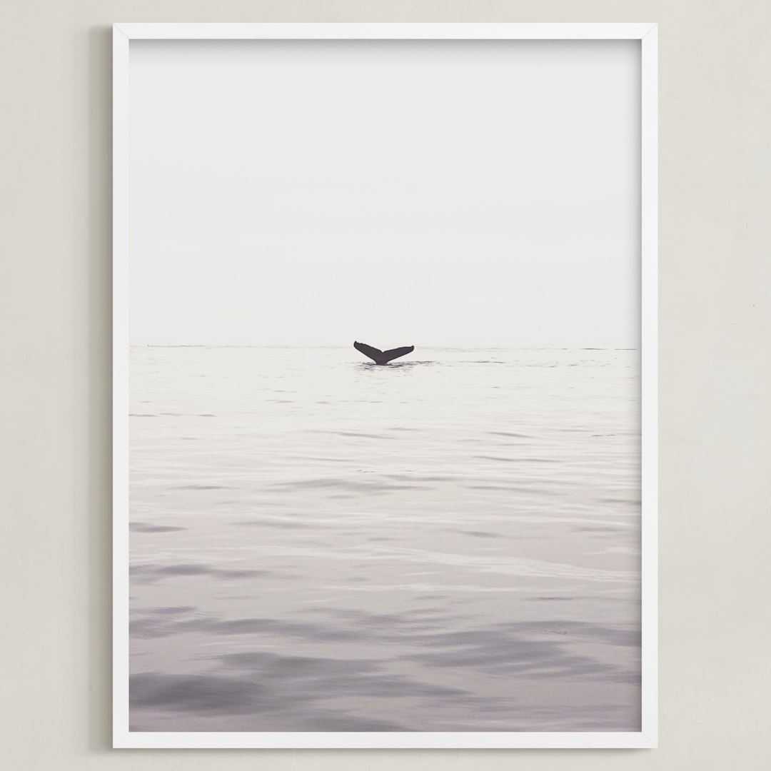 "A Humpback Tale" - Art Print in Ocean Grey by Joelle Segal - Framed