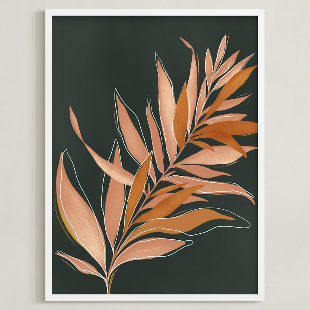 "Falling Fern" - Art Print in Jade by Julie Murray - Framed
