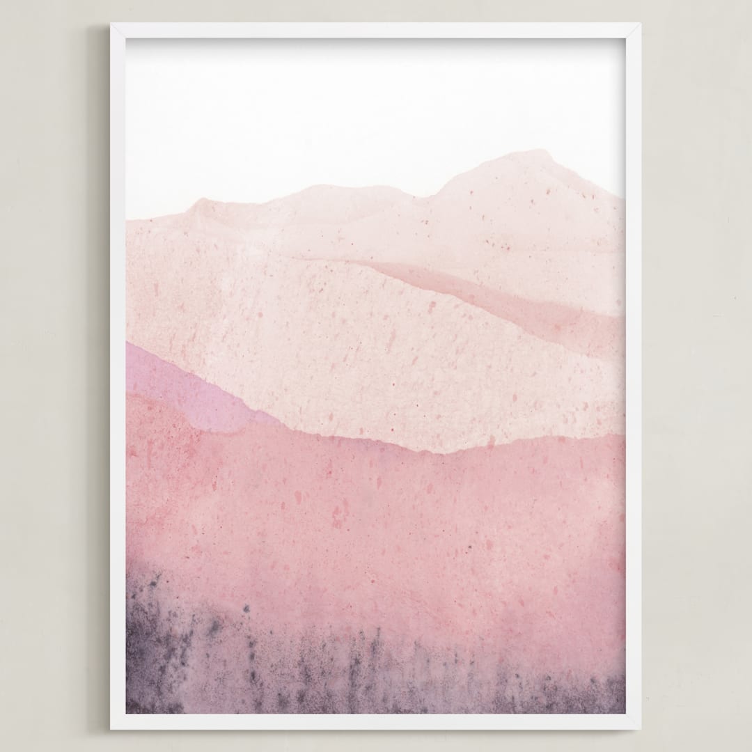 "Mountain Range" - Art Print in Beige Pink by Sadie Holden - Framed