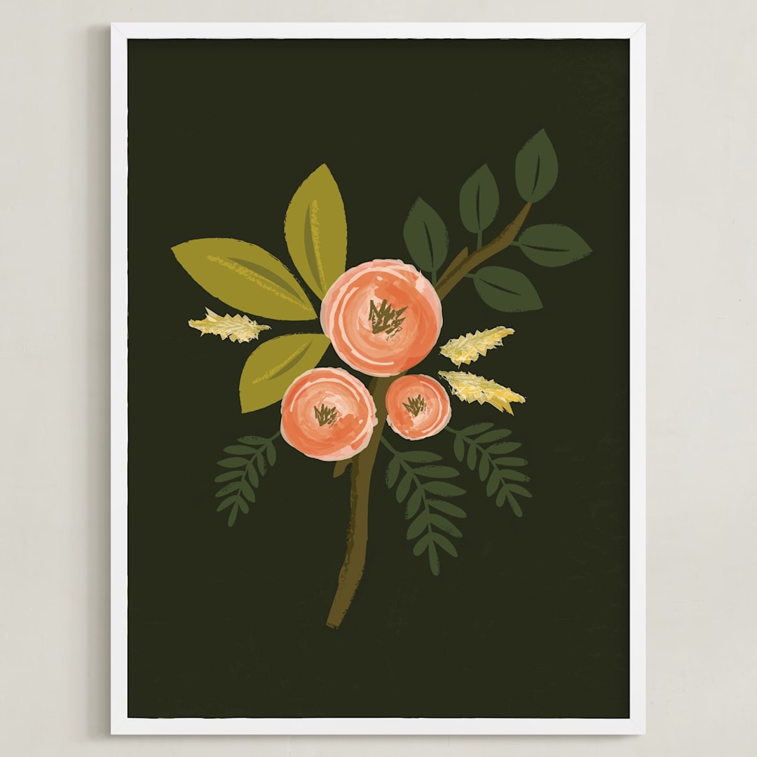 "Botanical no.1" - Art Print in Midnight by Karidy Walker - Framed