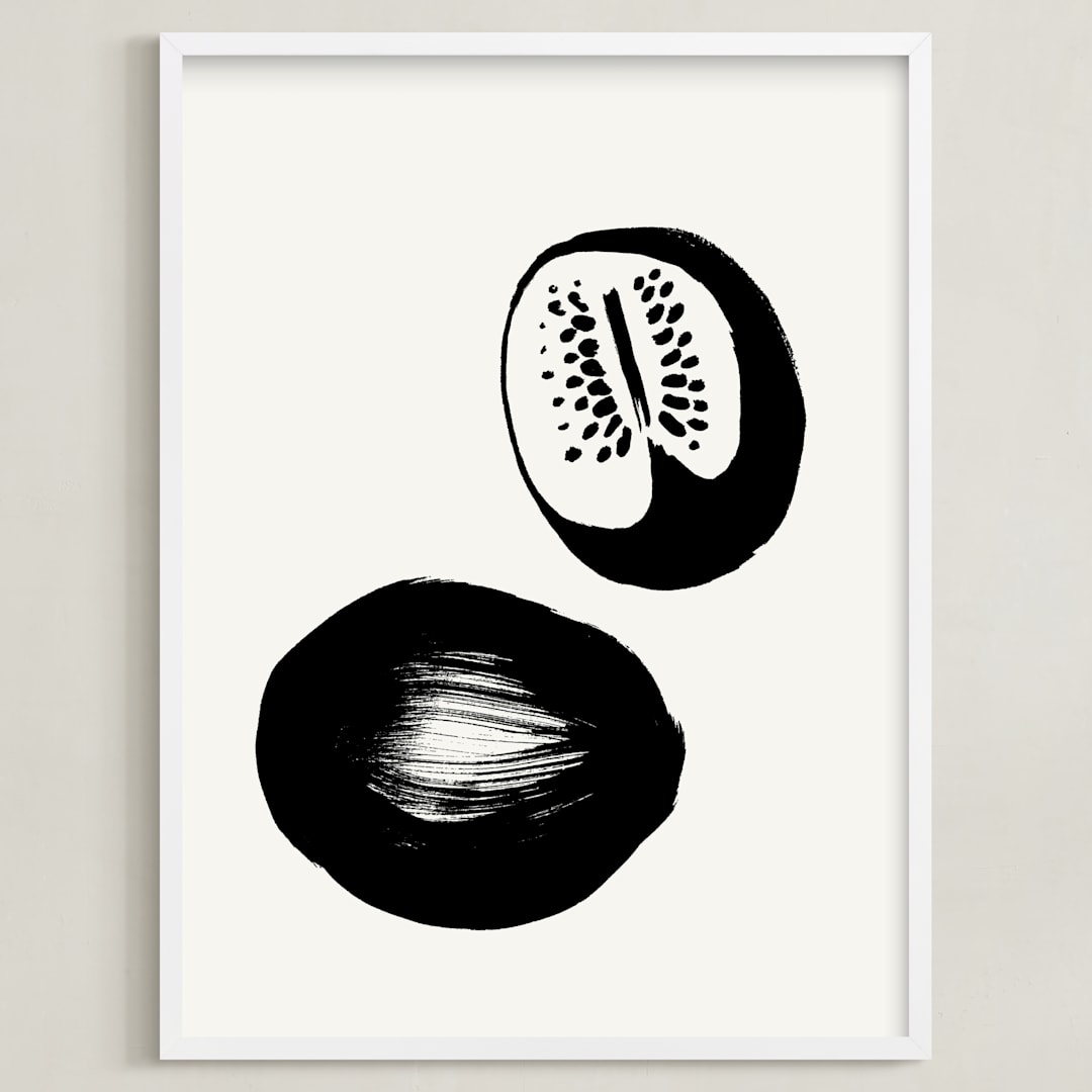 "Watermelons" - Art Print in Black on Off-white by Sonya Percival - Framed