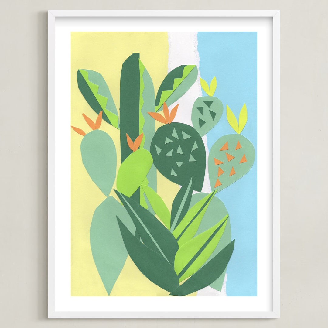 "Tropical Flourishes" - Art Print in Lemon by Katie Turner - Framed