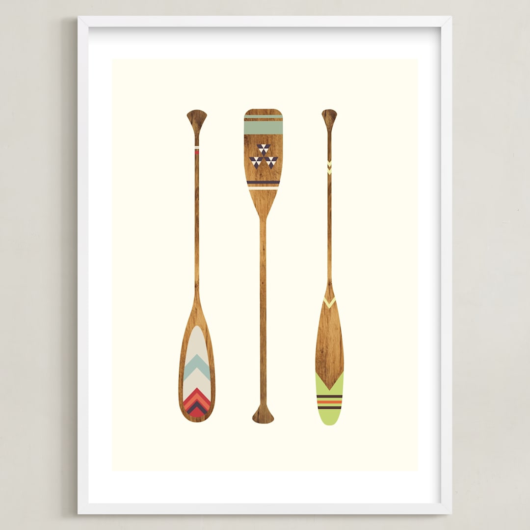 "Let's Get Paddles" - Art Print in Wood by SUWACHI - Framed